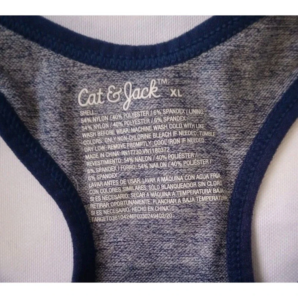 Cat & Jack Gray Navy Blue Sports Athletic Racerback Bra sz XL Girls
